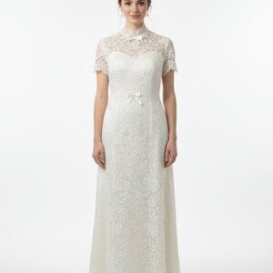 Vintage 1960s Murray Hamburger & Co Lace Wedding Dress S/M + Full-Length Veil ✨